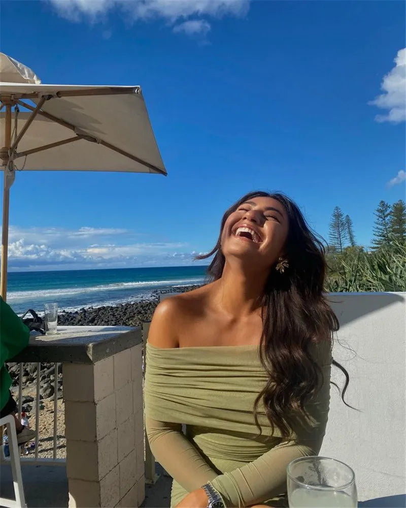 Off-shoulder Long Sleeve Bodycon Dress