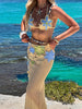 Colorful Flower Knitted Skirt Sets
