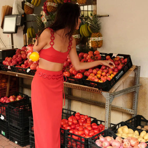 2025 3Pc Push Up Bikini With Long Skirt Sexy Women Swimsuit Female Swimwear Cut Out Swimming Suit Red Biquini Bodysuit Beachwear