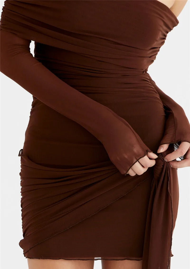 Off-shoulder Long Sleeve Bodycon Dress