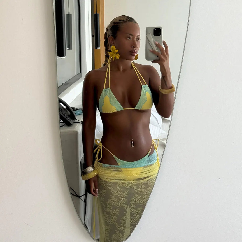 3Pcs Crochet Bikini With Long Skirt Sexy Swimsuit Women Swimwear Female Bandage Biquini White Swimming Suit Bodysuit Beachwear