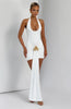 Flower Draped Ruched Sexy Mini Dress