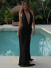 Halter v-Neck Backless Side Slit Dresss