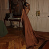 Elegant Satin Ribbons Halter Party Dress
