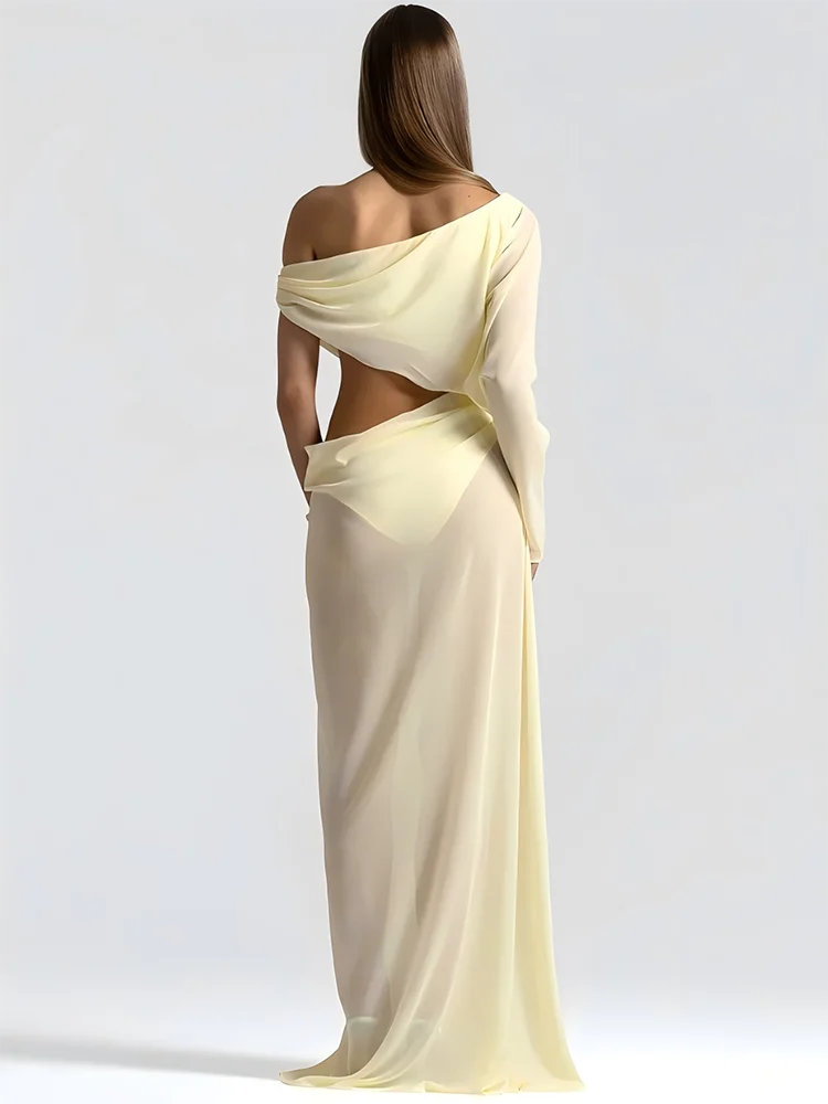 Off Shoulder Cutout Sexy Maxi Dress