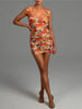 Strapless Ruched Print Set