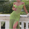 Off-shoulder Backless Maxi Dress