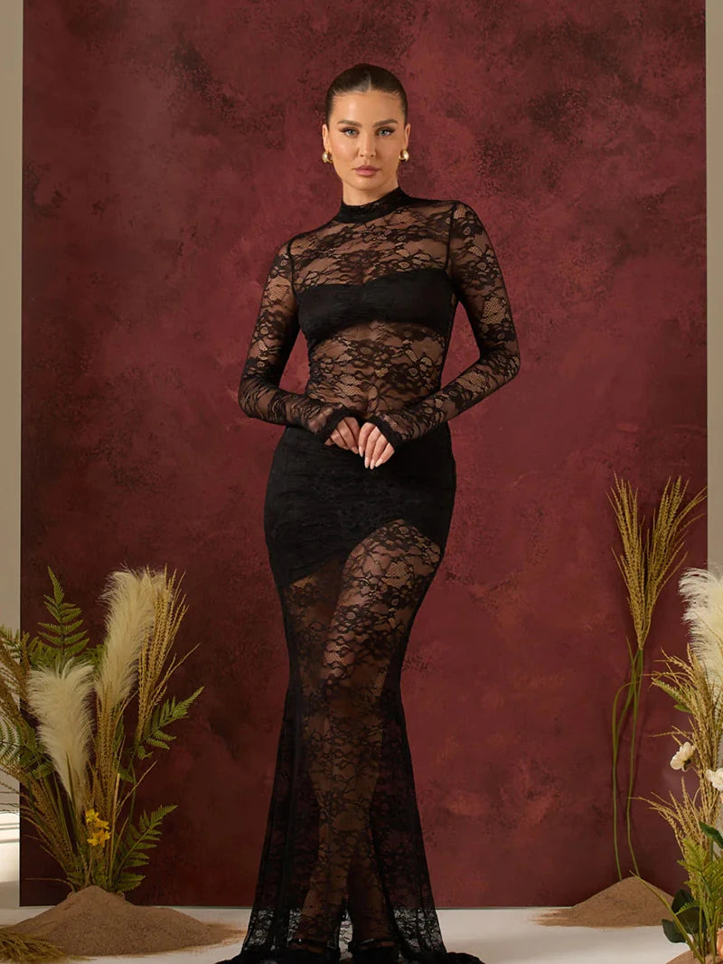 Long Sleeve O-neck See Through Sets