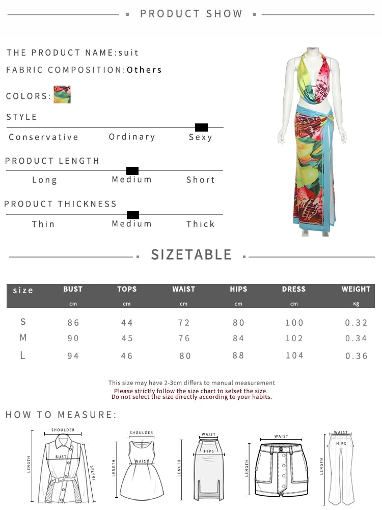 Nibber Sexy Colorful Leopard Women 2Piece Set Y2K Beach Vacation Halter Tank Tops+Wrapped Maxi Skirts Matching Vacation Clubwear