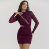 O Neck Sheer Long Sleeve Bodycon Dress