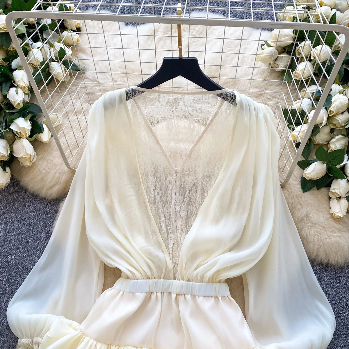 SINGREINY Fairycore Lace Chiffon Dresses With Stretch Shorts Pearl Button Bow Female Ruffles Sheer Seaside Holiday Mini Dress