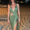 Hollow Out Sleeveless Knitted Long Dress
