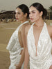 2-Piece Set Swing Collar Arabesques Backless