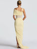 Waistless Shoulder Off High Side Slit Maxi Dress