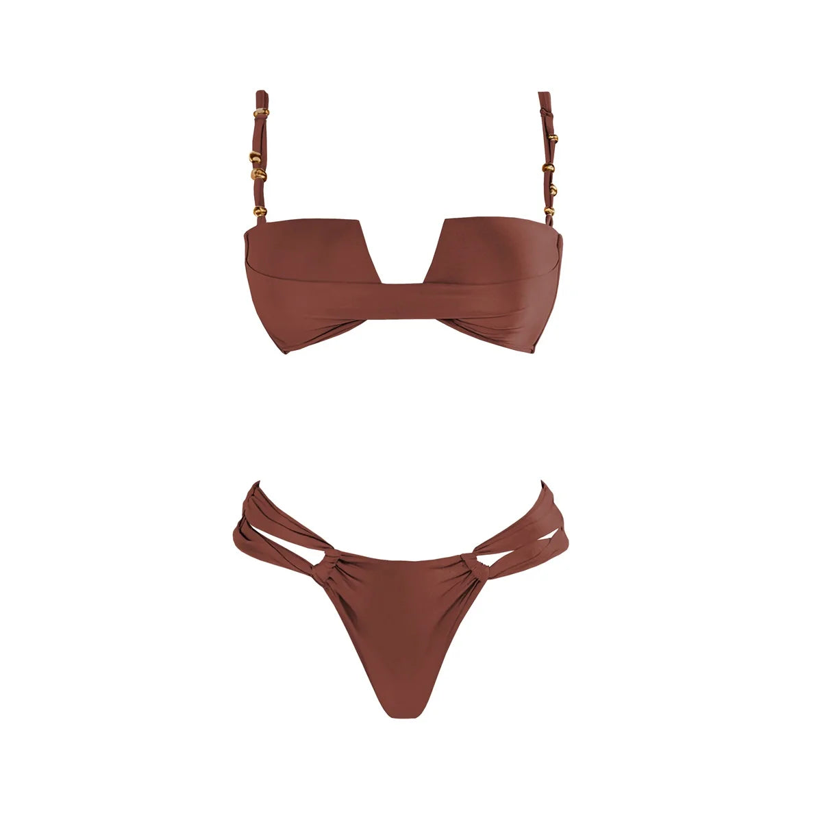 Bandeau 3Pcs Biquini Sexy Bikini Women Swimsuit Push Up Swimwear Female Strappy Bathing Suits Green Bodysuit Beachwear Swim Suit