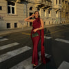 Elegant Satin Ribbons Halter Party Dress