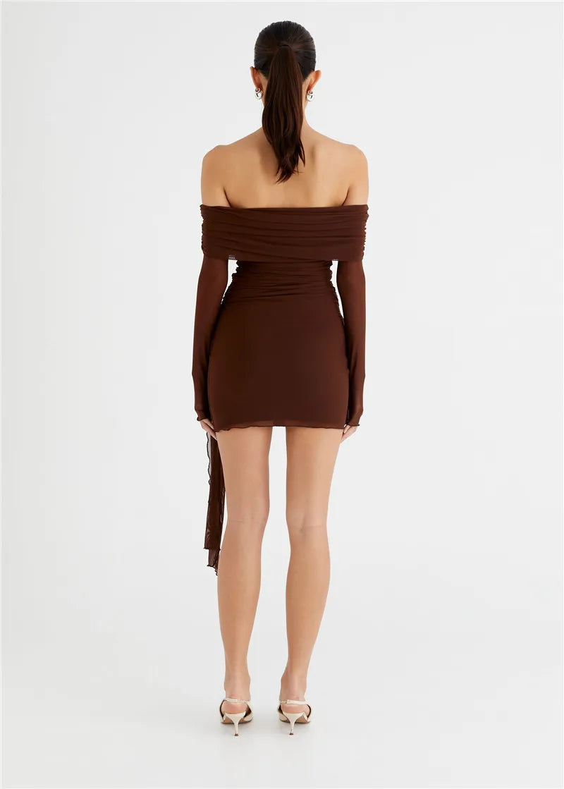 Off-shoulder Long Sleeve Bodycon Dress