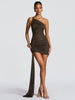 Mesh Patchwork Backless Ribbon Mini Bodycon dress