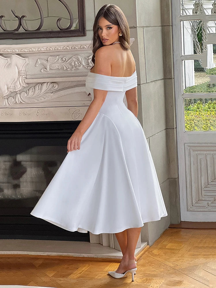 Off-shoulder Backless Midi dress