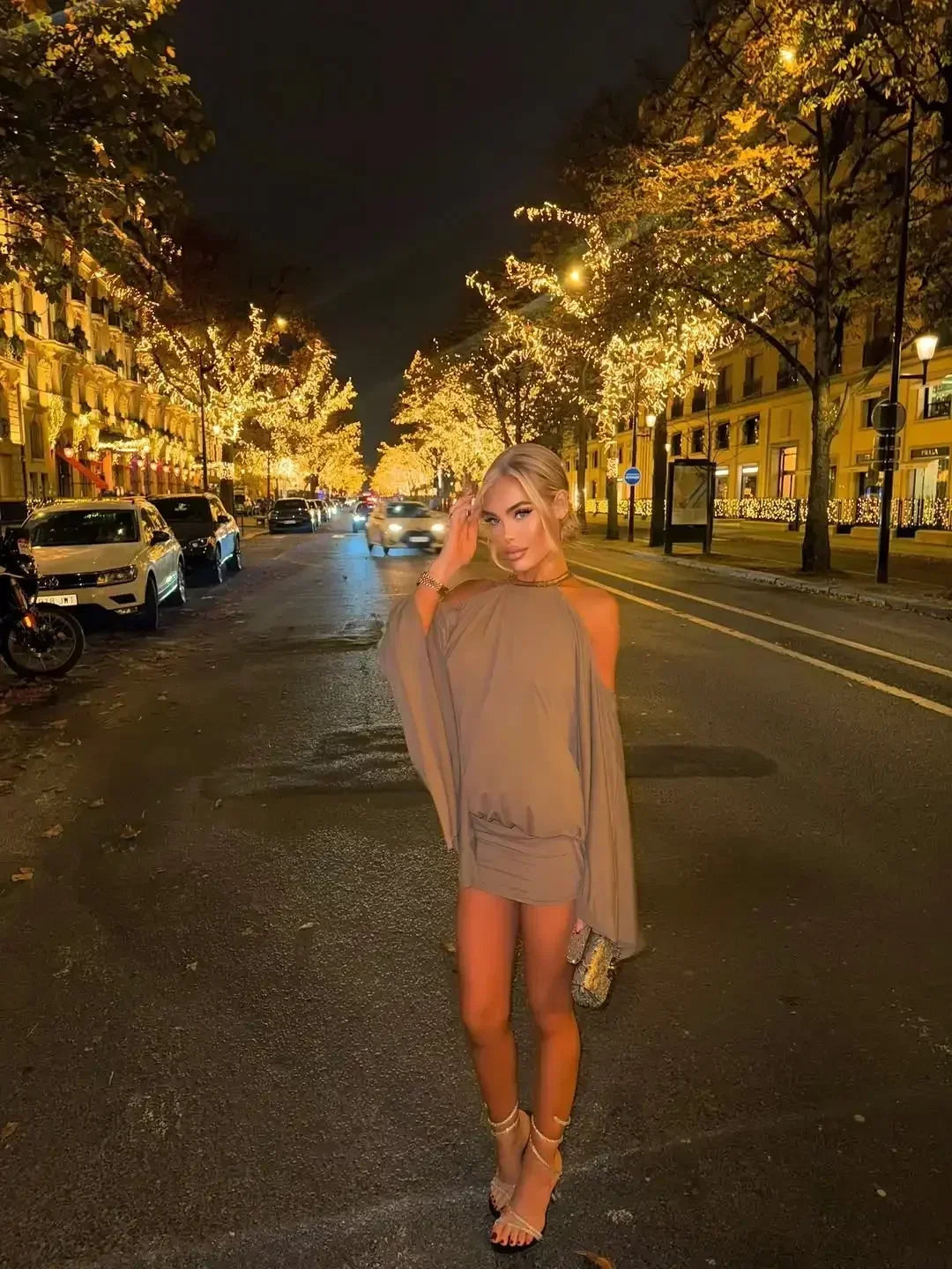 Backless Batwing Sleeves Short Dress