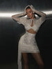 Sexy Gloves Long Sleeves Draped Mini Dress