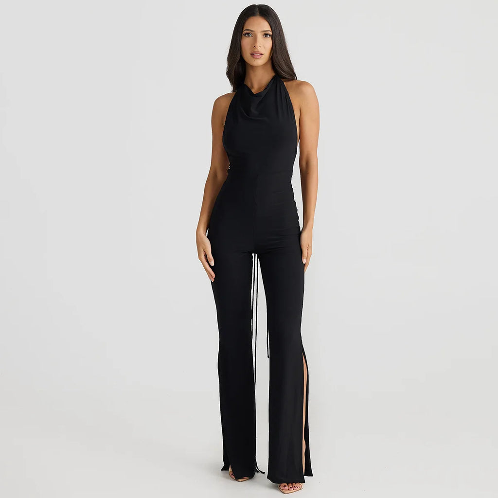 Lace-up Irregularity Long Jumpsuit