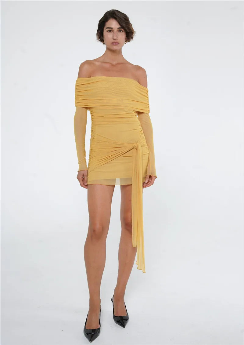 Off-shoulder Long Sleeve Bodycon Dress