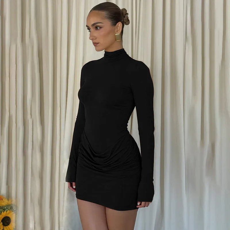 Long Sleeve Stand Collar Sheath Dress