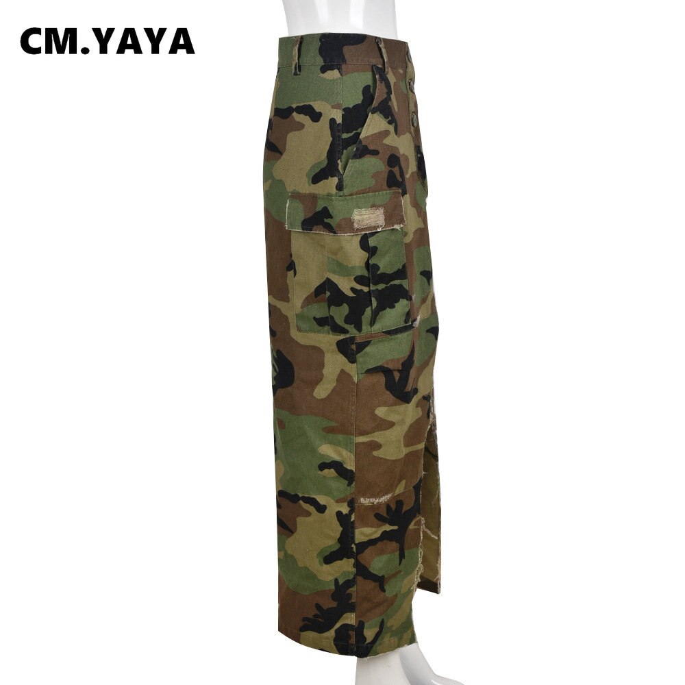 Camouflage Side Slit Skirt