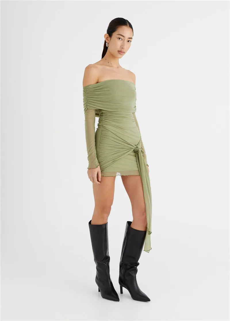 Off-shoulder Long Sleeve Bodycon Dress