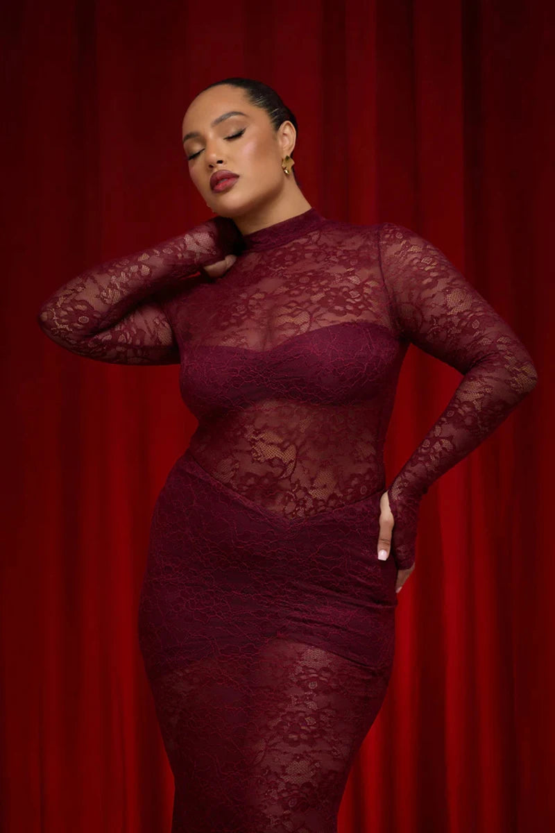 Long Sleeve O-neck See Through Sets