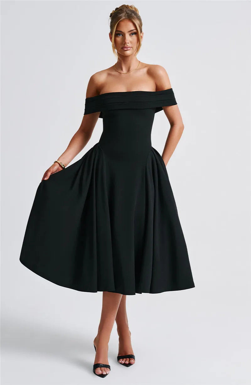Off-shoulder Backless Midi dress