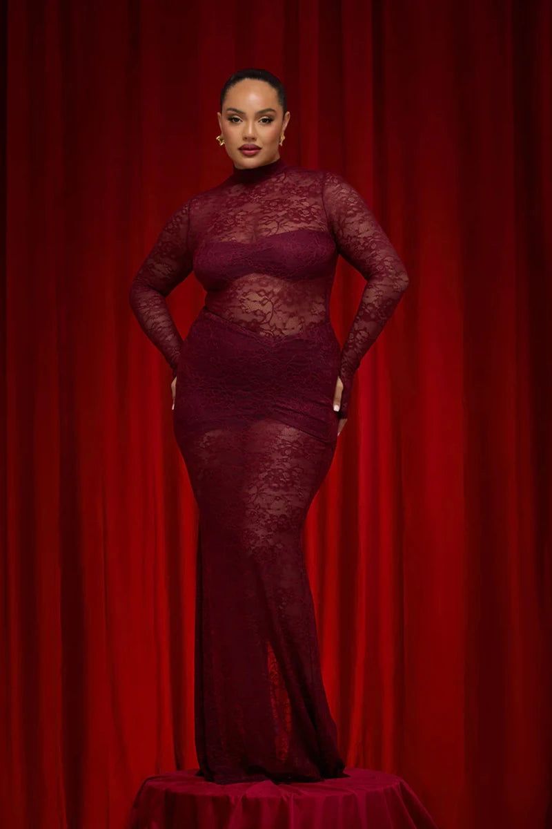 Long Sleeve O-neck See Through Sets