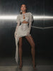 Sexy Gloves Long Sleeves Draped Mini Dress