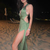 Hollow Out Sleeveless Knitted Long Dress