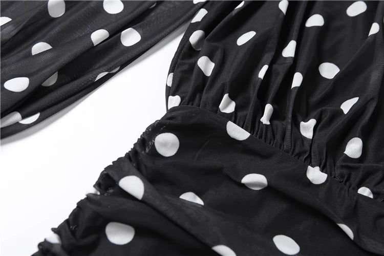 Polka Dot Turtleneck Mini Dress