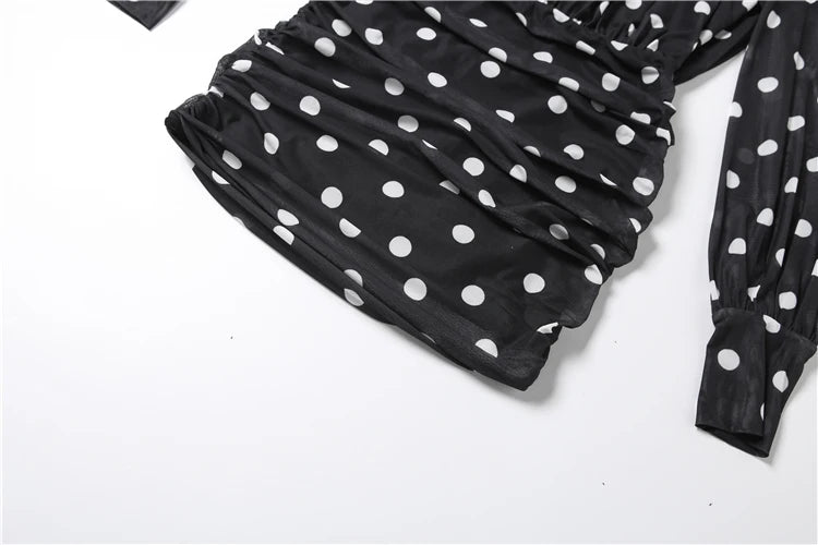 Polka Dot Turtleneck Mini Dress