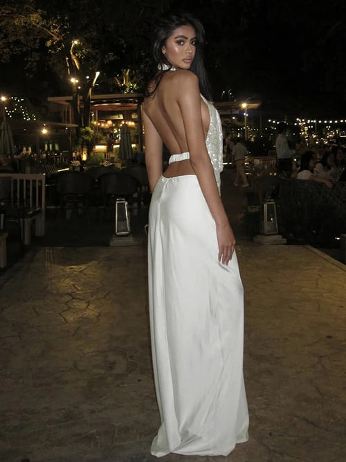 2-Piece Set Swing Collar Arabesques Backless