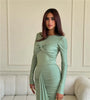 O Neck Ruched Bodycon Elegant Dress