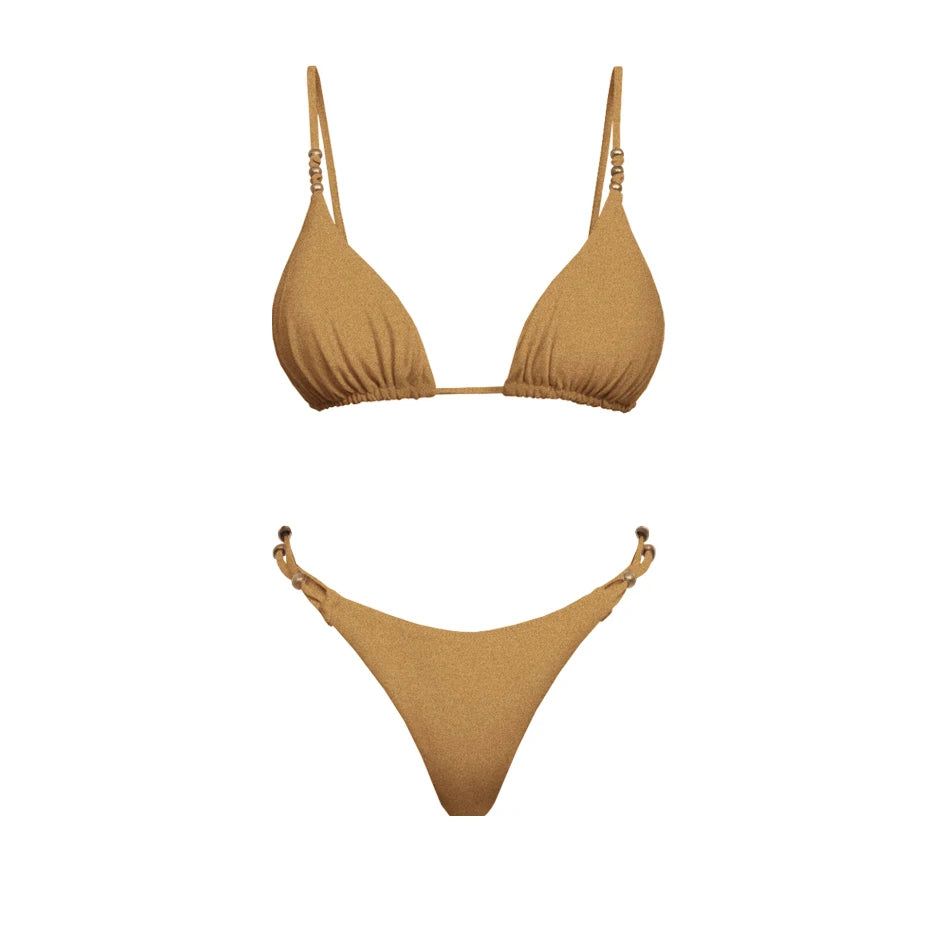 Bandeau 3Pcs Biquini Sexy Bikini Women Swimsuit Push Up Swimwear Female Strappy Bathing Suits Green Bodysuit Beachwear Swim Suit