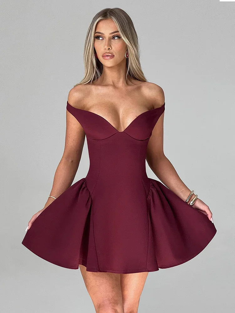 Off-shoulder Backless Sexy Mini Dress