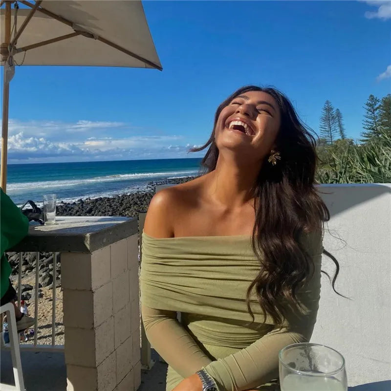 Off-shoulder Long Sleeve Bodycon Dress