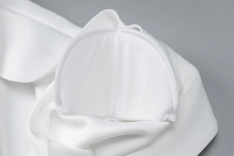 Deep V Mini Dress Single Breasted  Long Sleeves