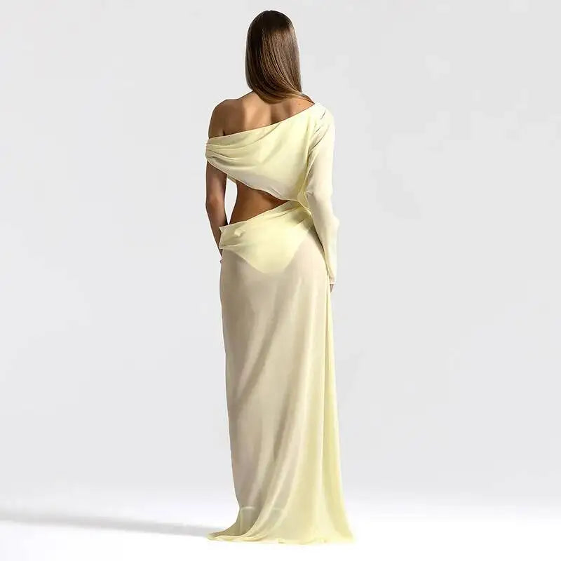 Off Shoulder Cutout Sexy Maxi Dress