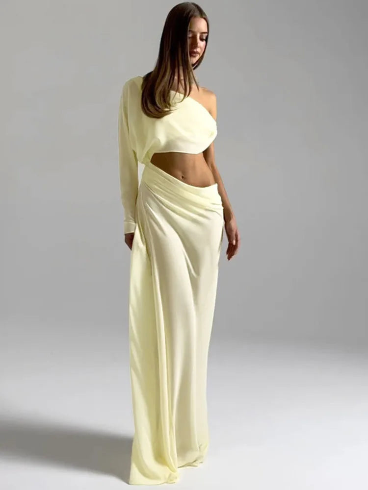 Off Shoulder Cutout Sexy Maxi Dress