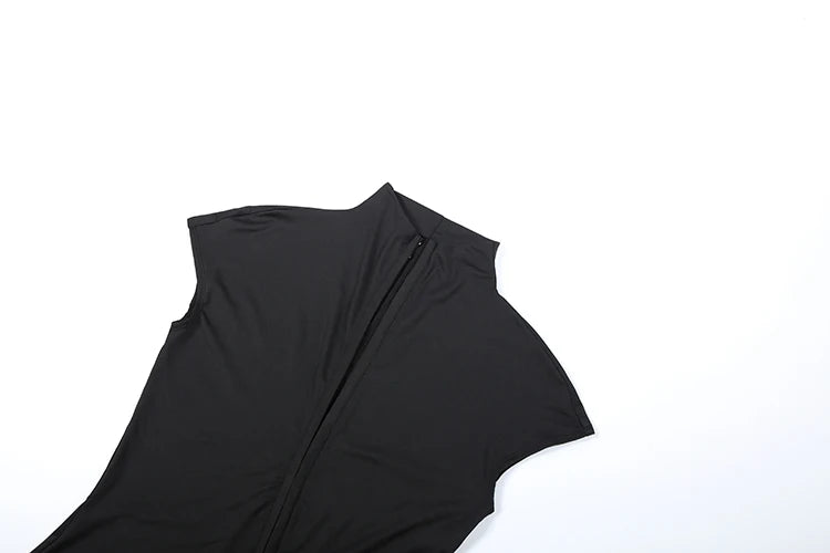 High Splits Solid Long Dress Half High Collar