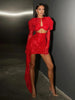 Sexy Gloves Long Sleeves Draped Mini Dress