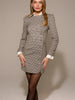 Ladies Contrast Mini Dress Elegant Lapel