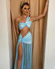 New Women Two-piece Skirt Suit Bandage Top Skirt Sleeveless Sweet Waist Chic Slit Skirt Summer Mini Skirt