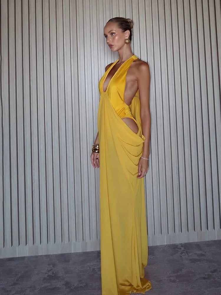 Low-Neck Sleeveless Bodysuits+Mesh dress